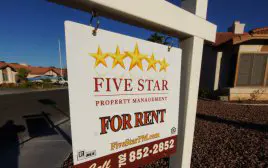 Five Star Property Management Rental Sign in front of Las Vegas home