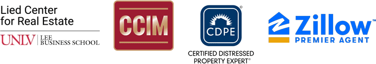 Matthew Kammeyer's Accomplishments including UNLV Lee Business School, CCIM, Certified Distressed Property Expert, and Zillow Premier Agent